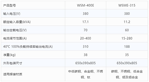 凯时AG登录入口氩弧焊机WSM-400E WSME-315技术参数